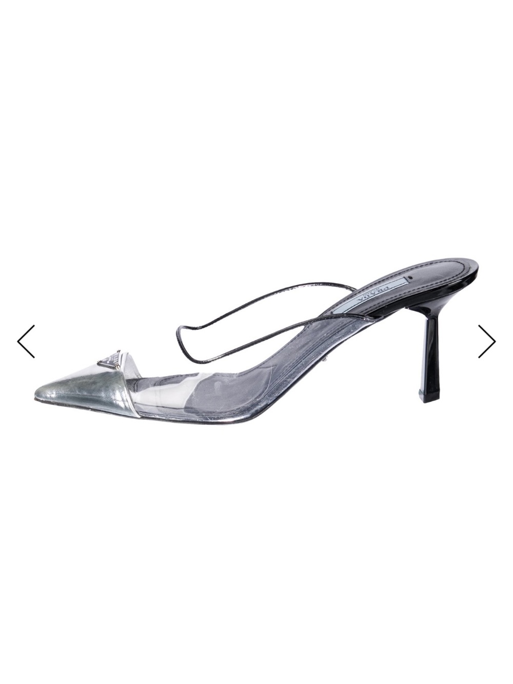 Prada Clear PVC Slingback Mules with Silver Pointed Toe Caps - Picture 4 of 4